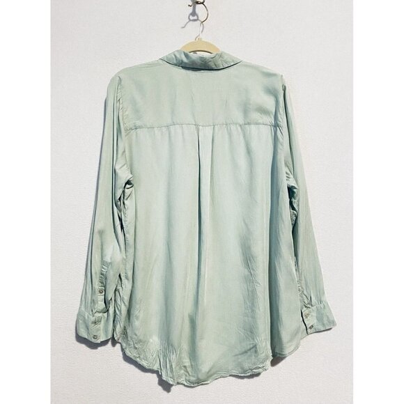 Soft Surroundings Top Womens Large Button Up Tunic Long Sleeve Mint Green 2DC26 - Picture 3 of 6